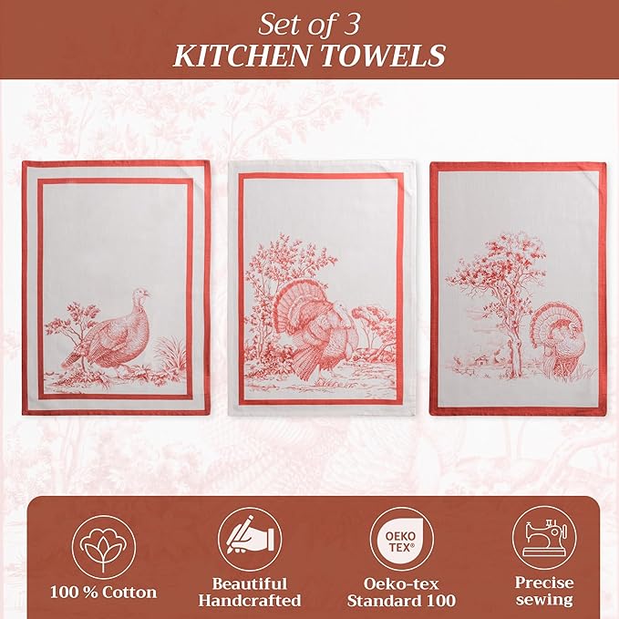 Maison d' Hermine Kitchen Towels Set of 3 100% Cotton 20" x 27.5" Reusable - Image 2