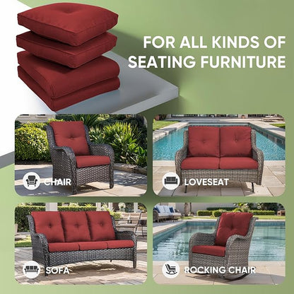Outdoor Chair Cushion Set of 3, Waterproof Outdoor Seat Cushions 25x22 - Image 3