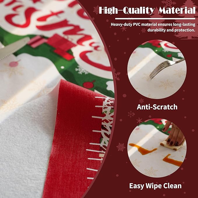 Christmas Rectangle Table Cloth, 100% Waterproof Tablecloth, Christmas - Image 3