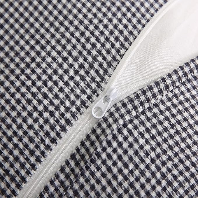 Black/White Plaid Ruffle Throw Pillow Covers Shabby Checkered Gingham 18"x18" - Image 4