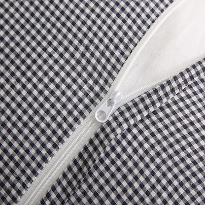 Black/White Plaid Ruffle Throw Pillow Covers Shabby Checkered Gingham 18"x18" - Image 4