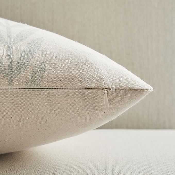 100% Cotton Farmhouse Leaves Throw Pillow Covers Set of 2, 16x16 Inch Mixed - Image 3