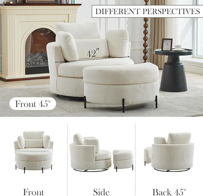 Aoiy & Wifon 42.2" W Oversized Swivel Barrel Chair - Image 7
