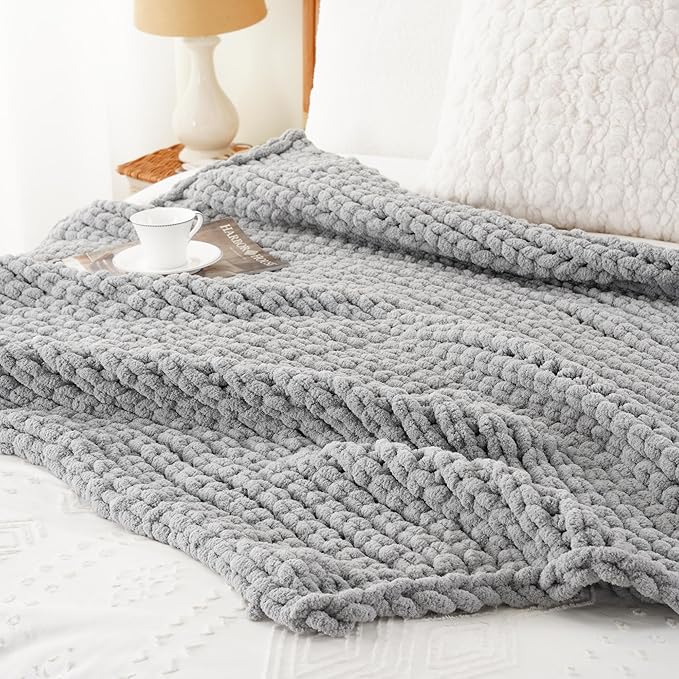 Battilo Chunky Knit Throw Blanket, Soft and Thick Chenille Throw Blanket - Image 9