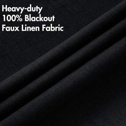 MIULEE Linen Texture Curtains for Bedroom Solid 100% Blackout Thermal Insulated - Image 5