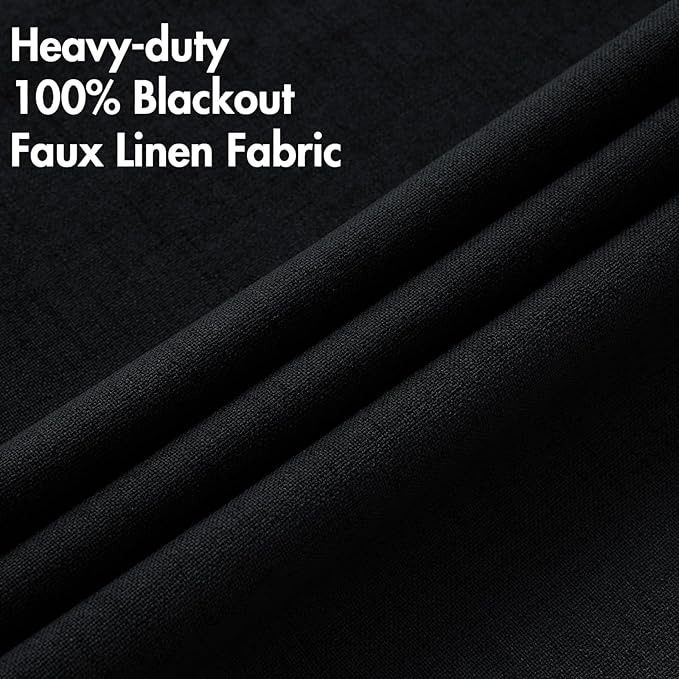 MIULEE Linen Texture Curtains for Bedroom Solid 100% Blackout Thermal Insulated - Image 5