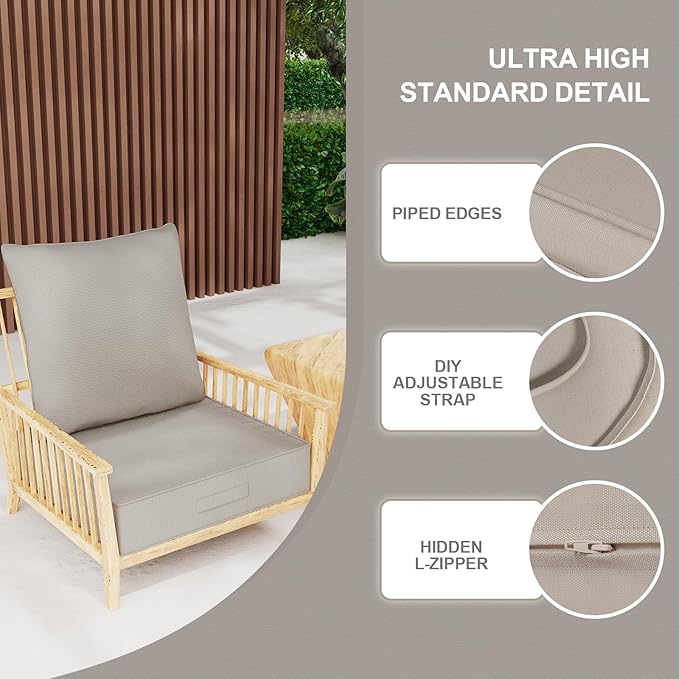 Outdoor Olefin Water-Resistant Deep Seat Cushion Set, Thickened Sofa Chair Pad - Image 4