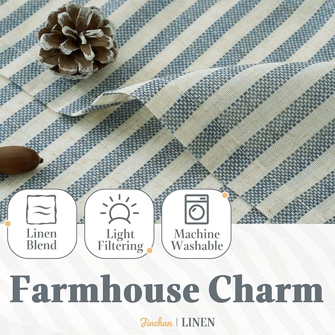 jinchan Striped Linen Kitchen Curtains - Image 7