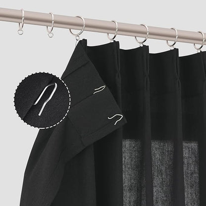 Black Pinch Pleated 80 Inch Curtains 2 Panels - Image 7