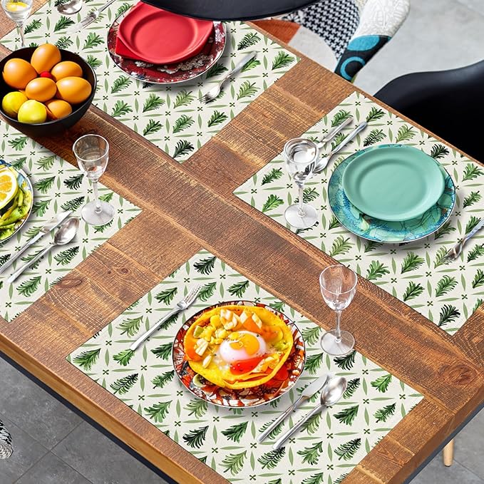 Sage Green Pine Tree Christmas Placemats Set of 4 Xmas Farmhouse Rustic Style - Image 7