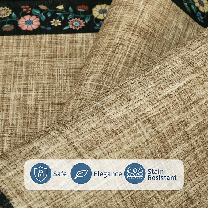 GarveeHome Washable Area Rugs for Bedroom 5x7 Living Room Modern Floral Throw - Image 4