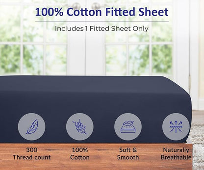 ROYALE LINENS 300 Thread Count 100% Long Staple Combed Cotton Fitted Sheet - Image 4