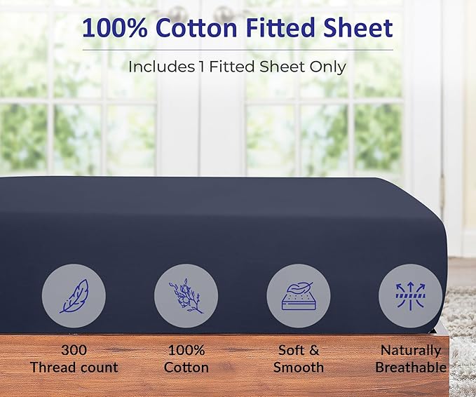 ROYALE LINENS 300 Thread Count 100% Long Staple Combed Cotton Fitted Sheet Twin - Image 3