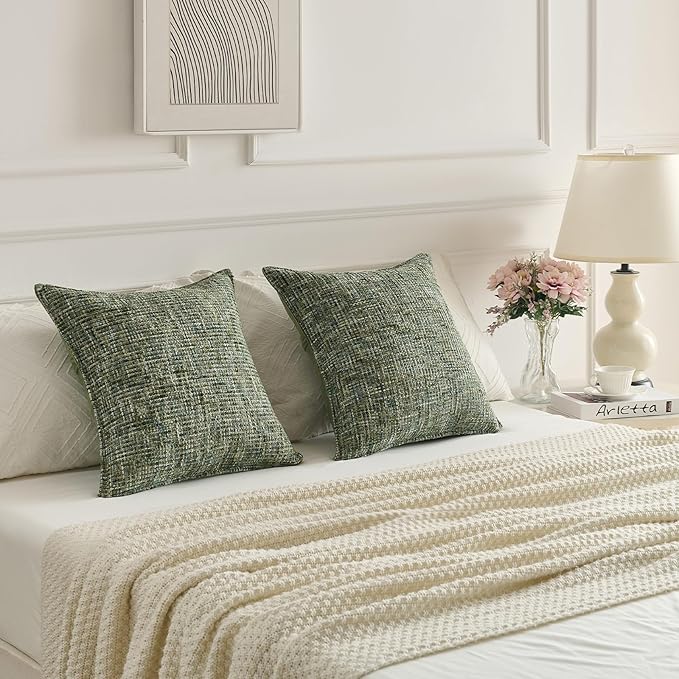 FUTEI Dark Green Decorative Throw Pillow Covers 22x22 Inch Set of 3, Soft - Image 6