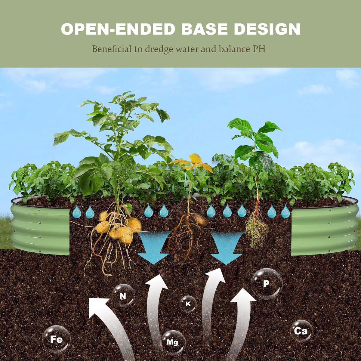 raised garden bed, 8x4x1ft galvanized outdoor planter beds shown in use