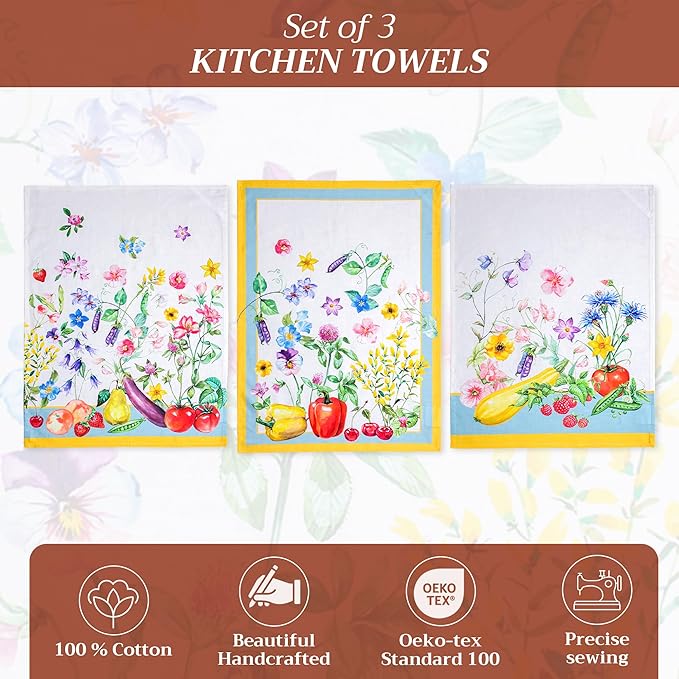 Maison d' Hermine Kitchen Towels Set of 3 100% Cotton 27.50" x 20" Reusable - Image 2