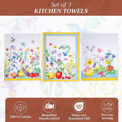Maison d' Hermine Kitchen Towels Set of 3 100% Cotton 27.50" x 20" Reusable - Image 2