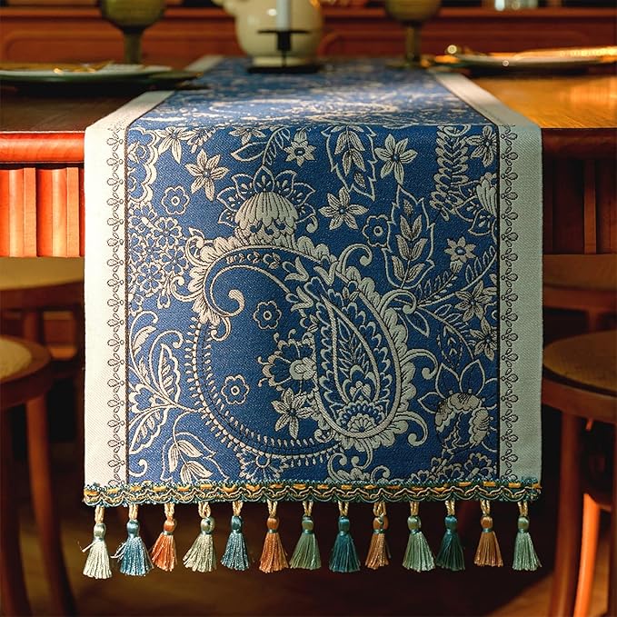 13×72 Inch Table Runner, Retro-Luxury Tassels Series by Unknown