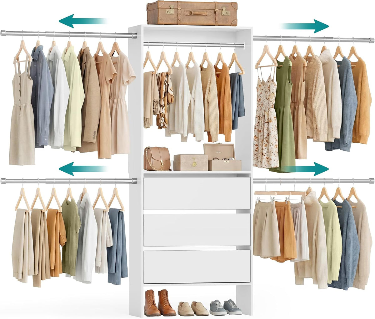 songmics closet system, customizable walk-in closet organizer system, main product view