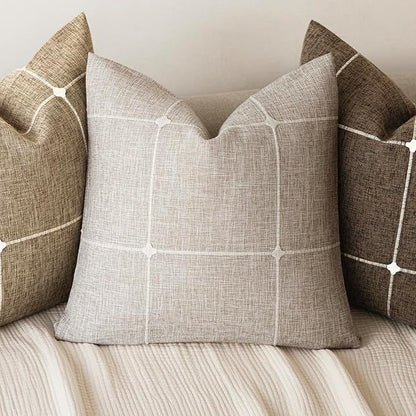 Foindtower Pack of 2 Decorative Faux Linen Jacquard Check Throw Pillow Covers - Image 4