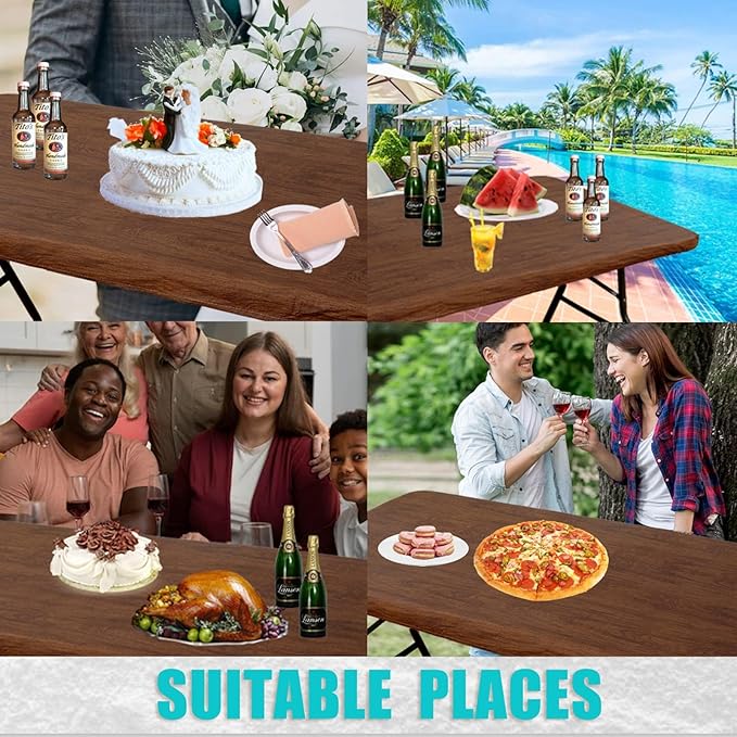 Smiry Rectangle Picnic Tablecloth, Waterproof Elastic Fitted Table Covers - Image 9