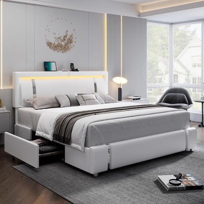 keyluv king size bed frame with rgb led, main product view