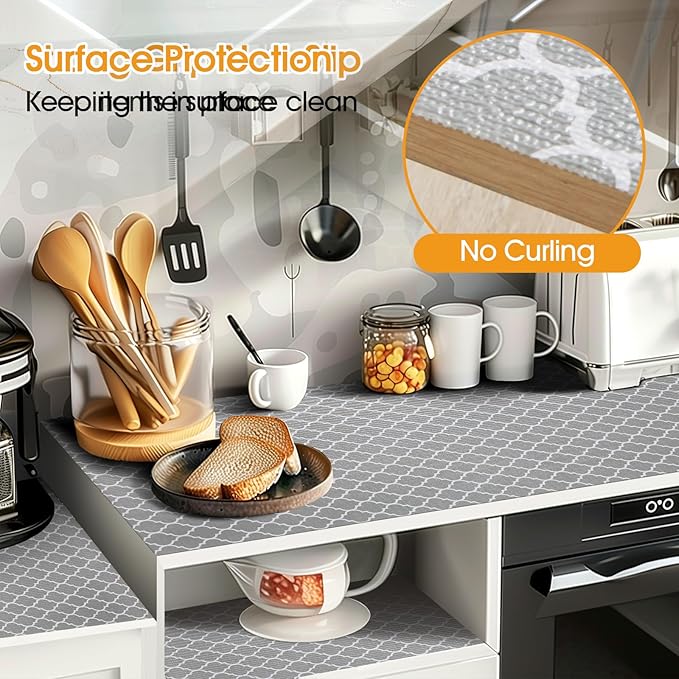 Shelf and Drawer Liner for Kitchen Cabinets Non-Adhesive, Strong Grip Non-Slip - Image 3