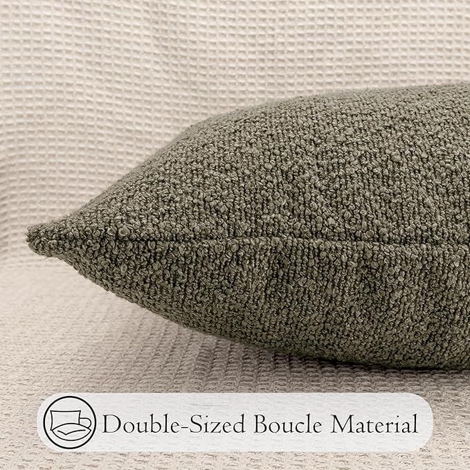 14x26 inch Boucle Lumbar Pillow Cover, Dark Brown Woven Texture Neutral Long - Image 6