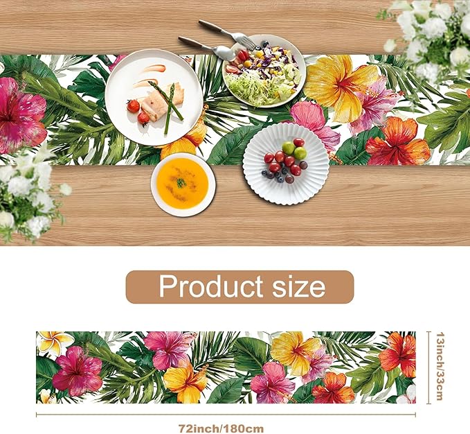 Exotic Beauty Table Runner – 13x72 Inch Tropical Hibiscus Floral Table Decor - Image 3