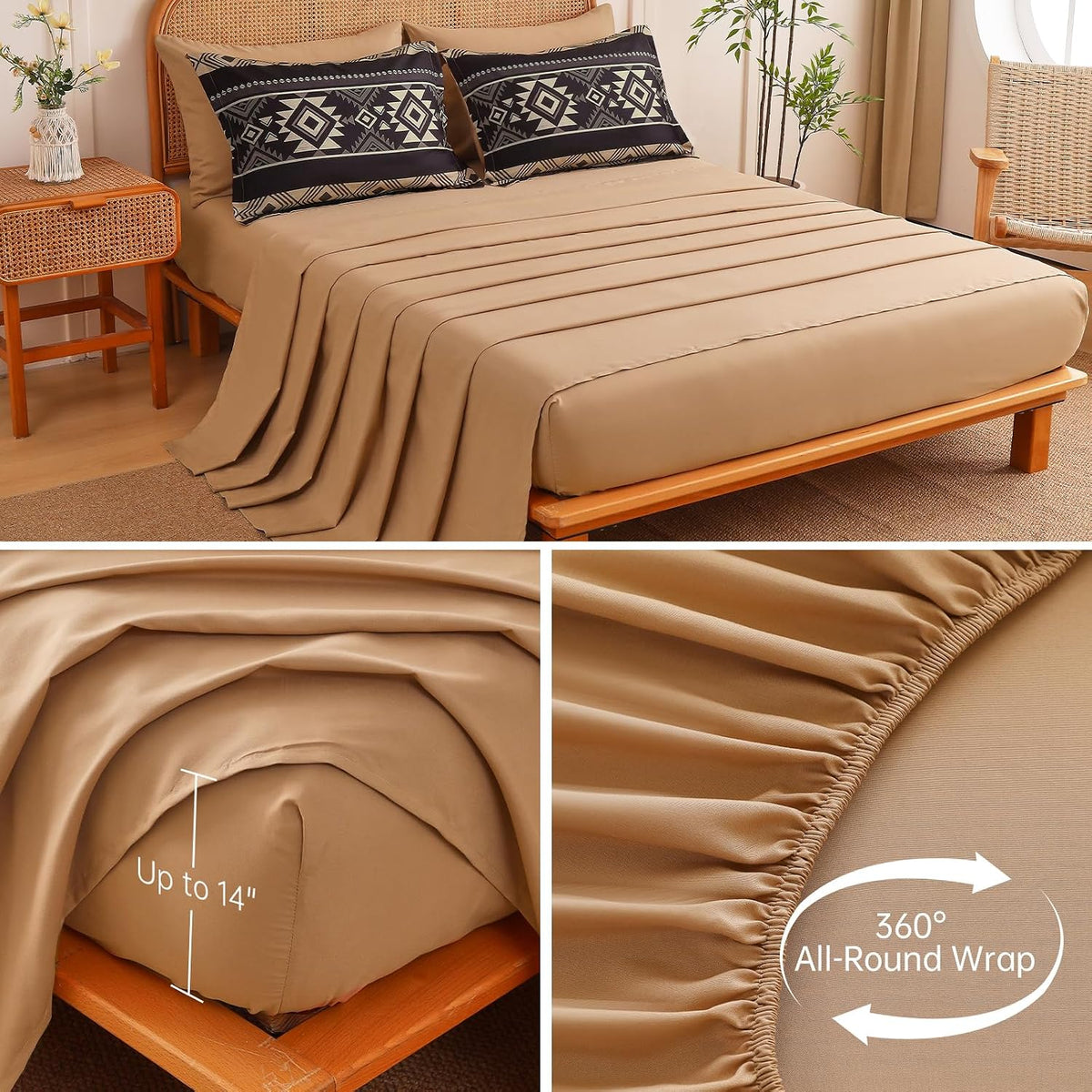 western queen comforter set, 7 pieces black brown showing dimensions