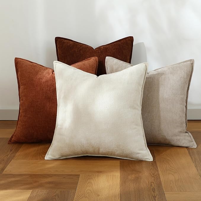 Stellhome Set of 4 Fall Decorative Throw Pillow Covers Accent Solid Soft by Stellhome