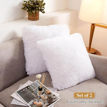 XeGe Faux Fur Throw Pillow Covers, Shaggy Fluffy Cushion Covers, Plush Furry - Image 2