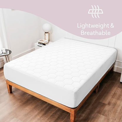 Hearth & Harbor 2 Pack Full Size Quilted Fitted Mattress Pad Cover, 100% - Image 3