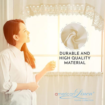 American Linen Café Curtains for Kitchen, Bathroom Curtains - Image 3