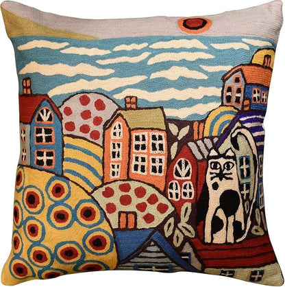 Blue Coastal Throw Pillow Cover | Karla Gerard Seaside Cat Pillow | Folklore by Kashmir+Designs