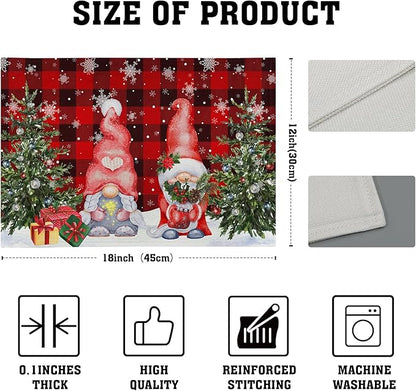 Giwawa Winter Gnomes Placemats Set of 4, Christmas Snowflakes Xmas Trees Linen - Image 4