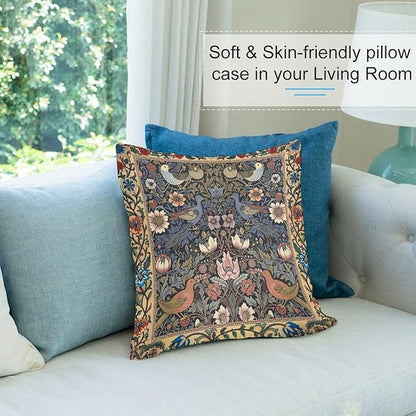 William Morris Floral Original Throw Pillow Covers Boho Chic Retro Floral Bird - Image 5