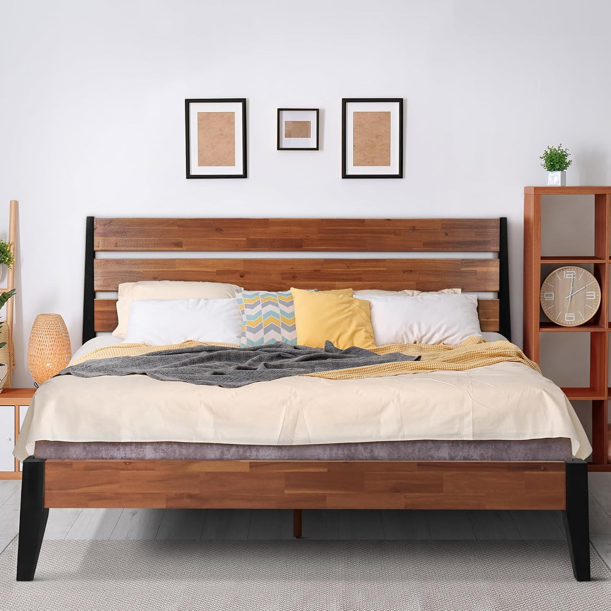acacia emery bed frame with headboard 100% solid, main product view