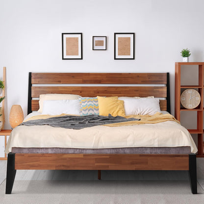 acacia emery bed frame with headboard 100% solid, main product view