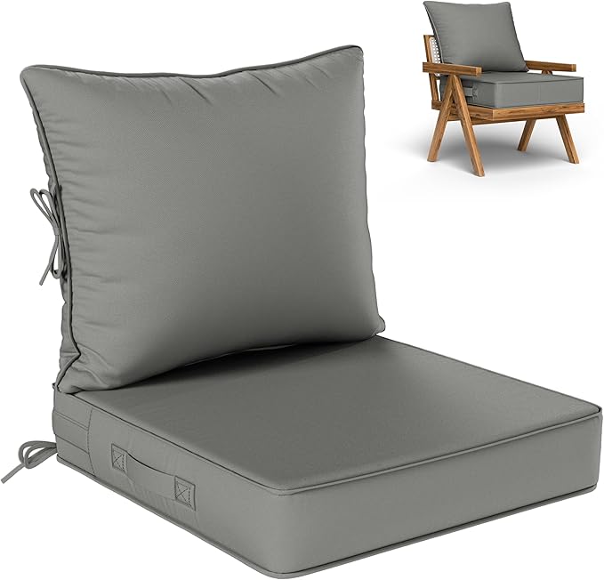 Outdoor Seat Cushion Set 22 L × 22 W × 4 H Inch Waterproof & Fade Resistant by VisitheKimunukStore
