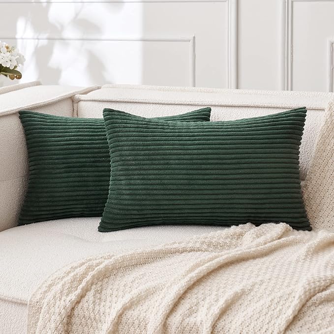 MIULEE Pack of 2 Corduroy Pillow Covers 12 x 20 Inch Lumbar Throw Pillow Covers by MIULEE
