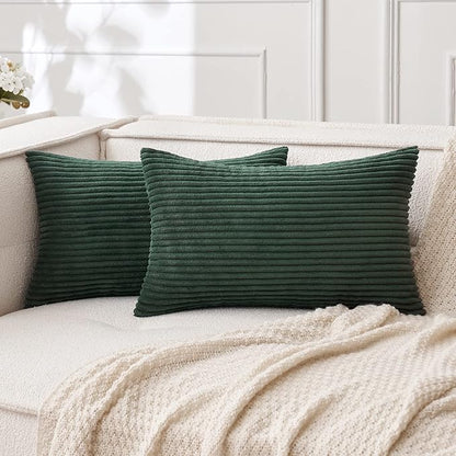 MIULEE Pack of 2 Corduroy Pillow Covers 12 x 20 Inch Lumbar Throw Pillow Covers by MIULEE
