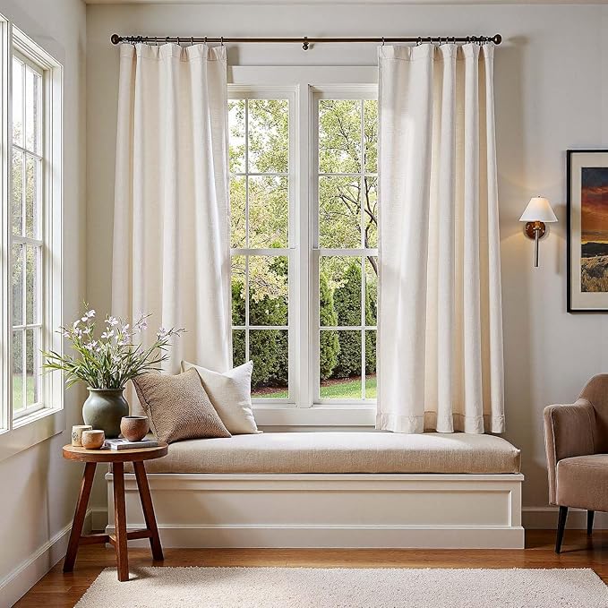 jinchan Linen Curtains 72 Inch Length 2 Panels Set Light Filtering Farmhouse - Image 4