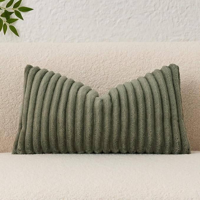 Kevin Textile Soft Plush 12x20 Inch Lumbar Pillow Cover 1 Pack, Luxury Fluffy by KevinTextile
