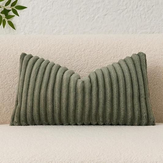 Kevin Textile Soft Plush 12x20 Inch Lumbar Pillow Cover 1 Pack, Luxury Fluffy by KevinTextile