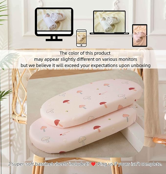 SDY Jersey Mushroom Bassinet Sheets - Image 7
