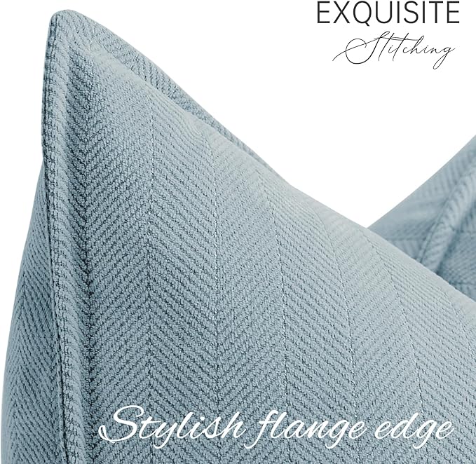 ZWJD Throw Blue Pillow Covers 20x20 inch Set of 2 Chenille Pillow Covers - Image 4