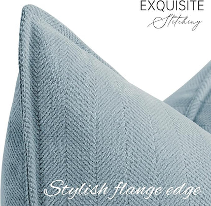 ZWJD Throw Blue Pillow Covers 20x20 inch Set of 2 Chenille Pillow Covers - Image 4