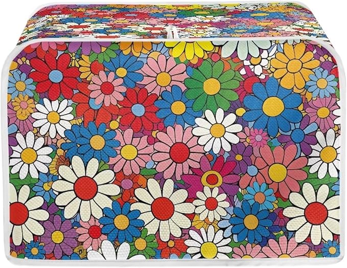 Daisy Flowers Printed Toaster Cover 2 Slice Wide Slot, Washable Kitchen by Baxinh