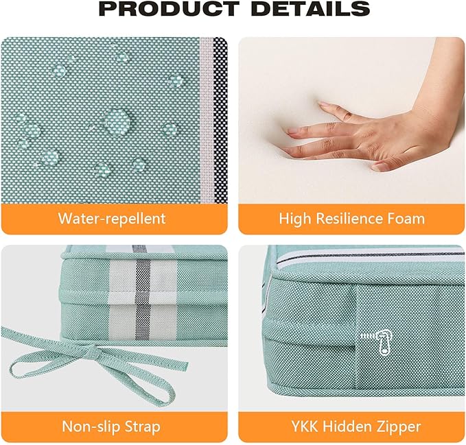 Square Corner Seat Cushions, 18.5" x 16" x 3", Indoor Outdoor Water Repellent - Image 4